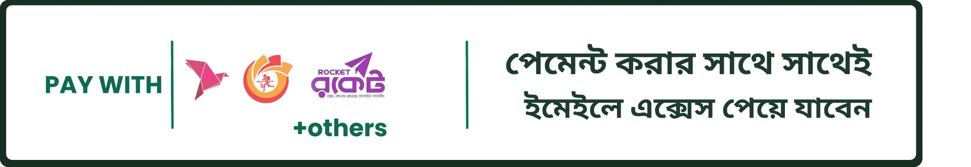 Pay with bKash, Nagad, Rocket — পেমেন্ট করার সাথে সাথেই ইমেইলে এক্সেস পেয়ে যাবেন